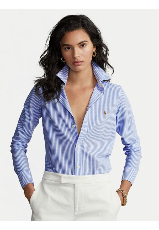 Polo Ralph Lauren Koszula Oxford 211664416 Błękitny Slim Fit. Typ kołnierza: polo. Kolor: niebieski. Materiał: bawełna