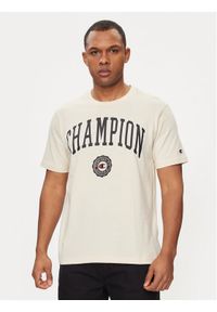 Champion T-Shirt 219852 Beżowy Comfort Fit. Kolor: beżowy. Materiał: bawełna