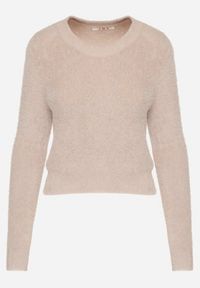 Born2be - Beżowy Krótki Sweter Puchaty Dindra. Kolor: beżowy. Materiał: tkanina, dzianina. Długość: krótkie #3