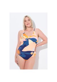ULLA POPKEN - Damski Strój kąpielowy węzełek miękkie miseczki regulowane ramiączka. Kolekcja: plus size. Kolor: niebieski. Materiał: poliester, elastan, poliamid, materiał