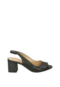 Venezia - ELEGANCKIE SANDAŁY NA SŁUPKU D18 215-223 BLAC. Materiał: skóra, syntetyk. Obcas: na słupku. Styl: elegancki. Wysokość obcasa: średni #1