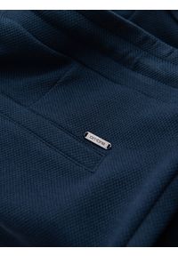 Ombre Clothing - Dzianinowe szorty męskie z podwiniętymi nogawkami - granatowe V1. Okazja: na co dzień. Kolor: niebieski. Materiał: dzianina. Wzór: jednolity. Styl: klasyczny, casual #7