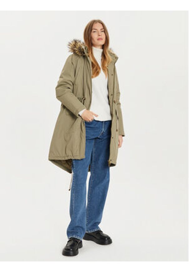 Brave Soul Parka LJK-GREGORY Khaki Regular Fit. Kolor: brązowy. Materiał: syntetyk