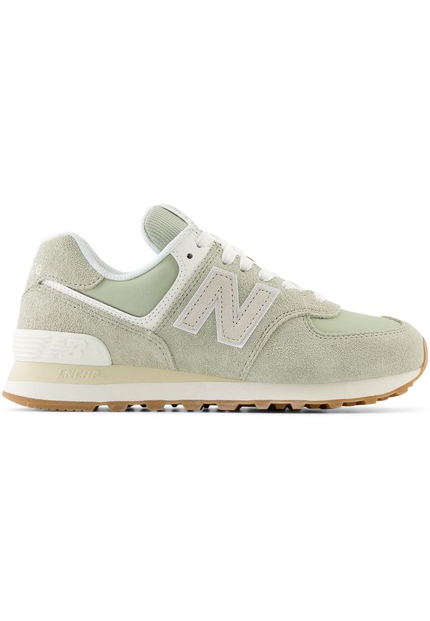 Buty damskie New Balance WL574QD2 – zielone. Kolor: zielony. Materiał: guma, skóra, dresówka, bawełna, materiał. Szerokość cholewki: normalna. Model: New Balance 574
