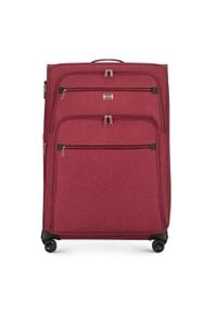 Wittchen - Duża miękka walizka z czerwonym suwakiem. Kolor: czerwony. Materiał: poliester #1