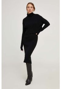 Answear Lab sukienka i sweter kolor czarny mini prosta. Okazja: na co dzień. Kolor: czarny. Materiał: dzianina, prążkowany. Typ sukienki: proste. Styl: wakacyjny. Długość: mini