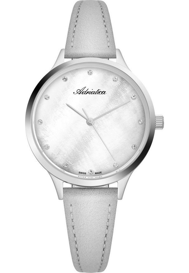 Zegarek Adriatica Zegarek damski Adriatica A3572.5G4FQ CYRKONIE szary. Kolor: szary