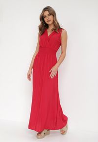 Born2be - Bordowa Sukienka Clymiolea. Kolor: czerwony. Materiał: tkanina, wiskoza. Długość rękawa: na ramiączkach. Wzór: jednolity. Typ sukienki: kopertowe. Styl: elegancki. Długość: maxi #7