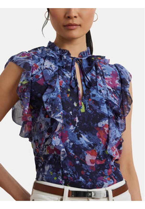 Lauren Ralph Lauren - LAUREN RALPH LAUREN Bluzka 200970718001 Granatowy Relaxed Fit. Kolor: niebieski. Materiał: syntetyk