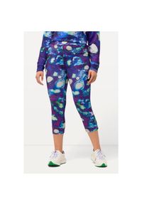 ULLA POPKEN - Damskie Funkcjonalne legginsy 3/4 kieszeń na zamek wysoki stan. Stan: podwyższony. Kolekcja: plus size. Kolor: niebieski. Materiał: poliester, materiał