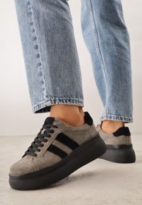 Born2be - Ciemnobeżowe Sneakersy z Zamszu Naturalnego na Grubej Podeszwie Tesolva. Okazja: na co dzień. Kolor: beżowy. Materiał: zamsz #9