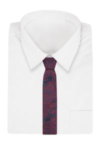 Alties - Krawat - ALTIES - Czerwono Granatowy ze Wzorem Orientalnym. Kolor: wielokolorowy, czerwony, niebieski. Materiał: tkanina. Styl: elegancki, wizytowy
