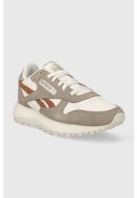 Reebok sneakersy skórzane Classic Leather kolor beżowy. Nosek buta: okrągły. Zapięcie: sznurówki. Kolor: beżowy. Materiał: skóra. Model: Reebok Classic #3