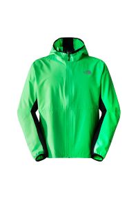 Kurtka The North Face Wind 0A7SXM8YK1 - zielona. Okazja: na co dzień. Kolor: zielony. Materiał: materiał, tkanina, poliester. Wzór: paski. Styl: casual. Sport: bieganie #1