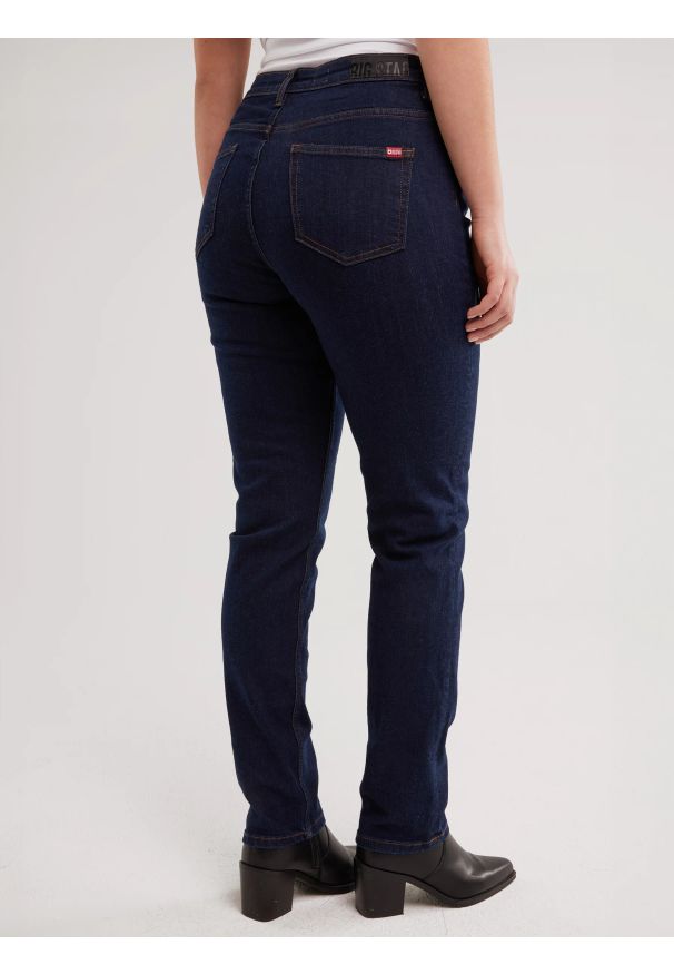 Big-Star - Jeansy damskie z wysokim stanem granatowe Katrina High Waist 720. Okazja: na co dzień, do pracy, na spotkanie biznesowe. Stan: podwyższony. Kolor: niebieski. Styl: wizytowy, klasyczny, casual, biznesowy, elegancki