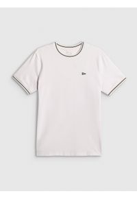 4f - 4F T-shirt regular gładki męski - biały L. Okazja: na co dzień. Kolor: biały. Materiał: bawełna, dzianina. Wzór: gładki. Styl: casual #1