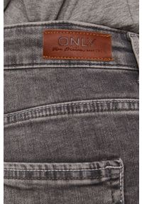 only - Only Szorty jeansowe damskie kolor szary gładkie medium waist. Kolor: szary. Materiał: jeans. Wzór: gładki