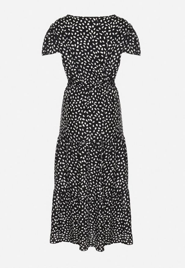 Born2be - Czarna Sukienka z Bawełną i Geometrycznym Wzorem Lunavella. Okazja: na spacer, na co dzień. Kolor: czarny. Materiał: bawełna. Wzór: geometria. Sezon: lato. Typ sukienki: proste. Styl: casual, elegancki