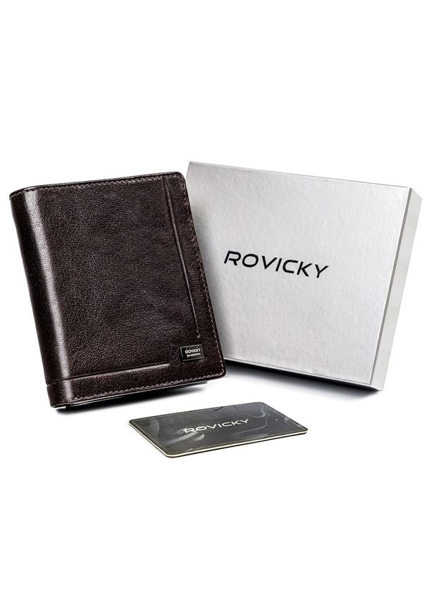 ROVICKY - Portfel skórzany Rovicky PC-106-BAR-6477 brązowy. Kolor: brązowy. Materiał: skóra