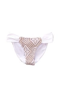 BEACH BUNNY - Dół od bikini. Kolor: biały. Materiał: koronka, materiał. Wzór: gładki, aplikacja
