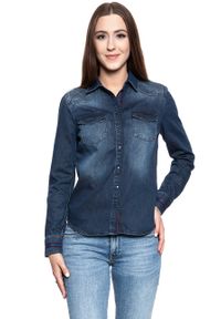 Mustang - KOSZULA JEANSOWA DAMSKA MUSTANG Denim Shirt 1008428 5000 687. Kolor: niebieski. Materiał: denim, jeans #5