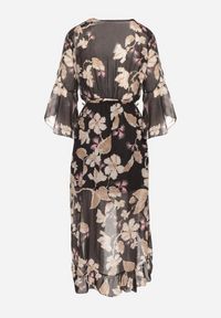 Born2be - Czarna Bawełniana Sukienka Kopertowa o Asymetrycznym Kroju z Wiązanym Paskiem Niteira. Okazja: na randkę, na co dzień. Typ kołnierza: dekolt w kształcie V. Kolor: czarny. Materiał: bawełna. Typ sukienki: asymetryczne, kopertowe. Styl: casual #6