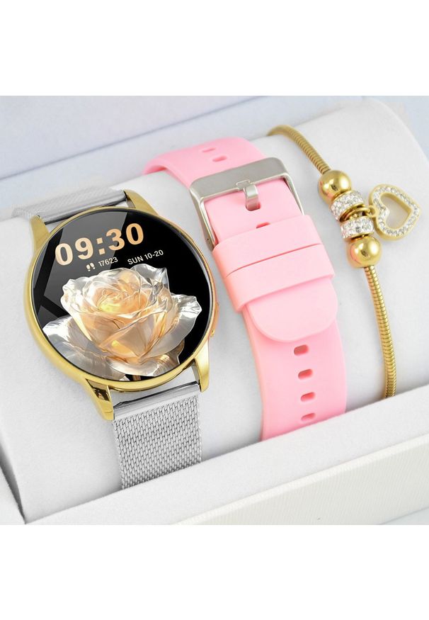 Smartwatch Rubicon Zestaw damski Smartwatch Asturia + bransoletka złota. Rodzaj zegarka: smartwatch. Kolor: złoty