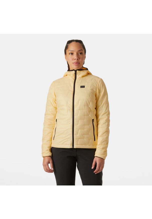 Damska ocieplana kurtka wodoodporna z kapturem Helly Hansen Lifaloft. Typ kołnierza: kaptur. Kolor: żółty. Sezon: zima. Sport: narciarstwo