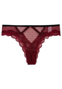 Intica - Figi z ozdobnymi strapsami z przewiewnego materiału Roxana. Kolor: czerwony. Materiał: materiał