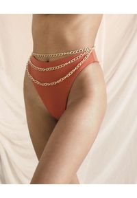 LA REVECHE - Pomarańczowy dół od bikini Amber. Stan: podwyższony. Kolor: pomarańczowy. Materiał: tkanina