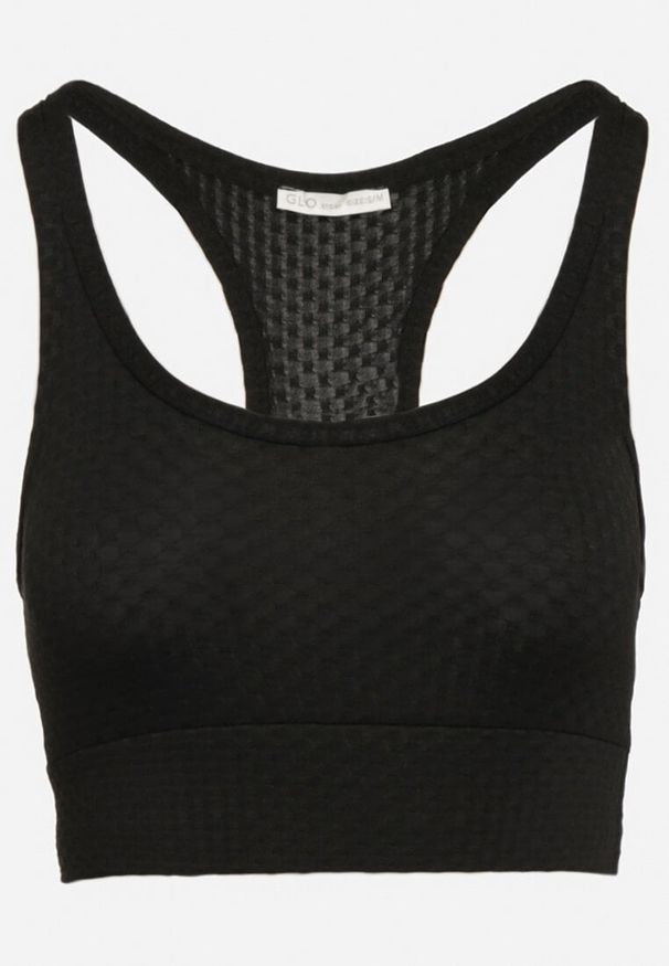 Born2be - Czarny Biustonosz Top Sportowy z Elastycznego Materiału Revettia. Okazja: na co dzień. Kolor: czarny. Materiał: materiał. Styl: sportowy