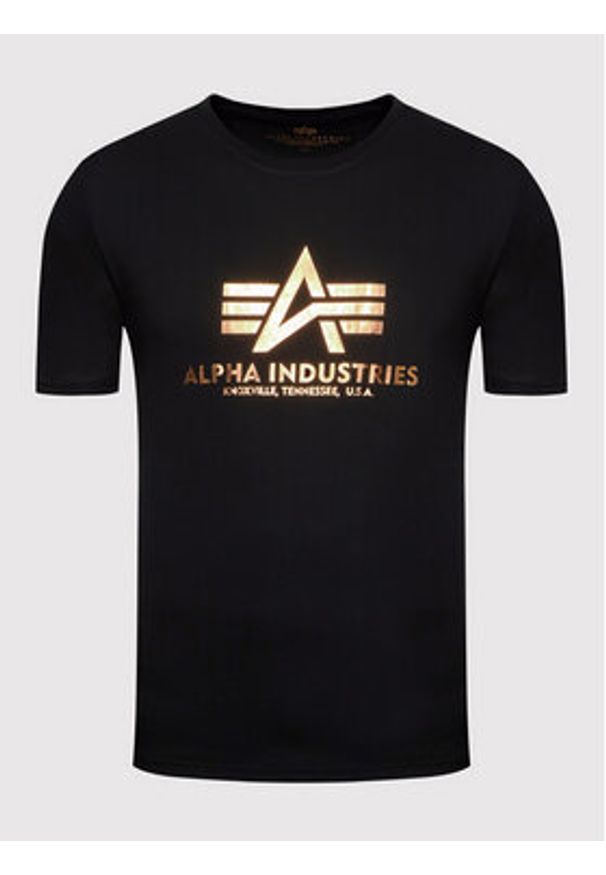 Alpha Industries T-Shirt Basic Foll Print 100501FP Czarny Regular Fit. Kolor: czarny. Materiał: bawełna. Wzór: nadruk