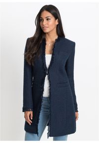 bonprix - Długi żakiet z przędzy bouclé. Kolor: niebieski. Długość: długie #1