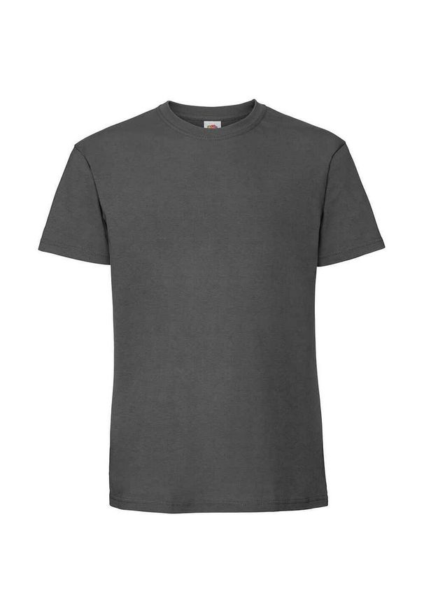 FRUIT OF THE LOOM - Męska Koszulka Iconic 195 Z Bawełny Premium Ringspun. Kolor: szary. Materiał: bawełna. Sport: turystyka piesza