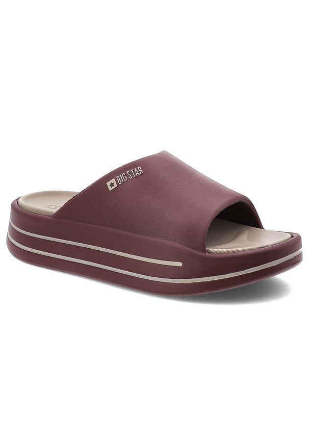 Big-Star - Bordowe Klapki Big Star Modne Obuwie Damskie. Okazja: do domu, na spacer, na co dzień. Kolor: czerwony. Materiał: materiał. Sezon: lato. Styl: klasyczny, casual, wakacyjny, elegancki