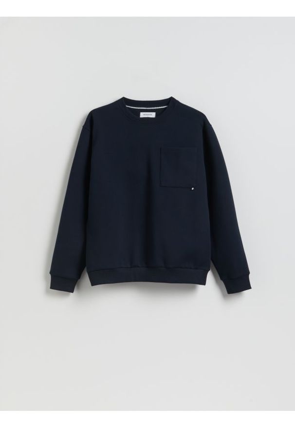 Reserved - Bluza regular z bawełną - granatowy. Kolor: niebieski. Materiał: bawełna