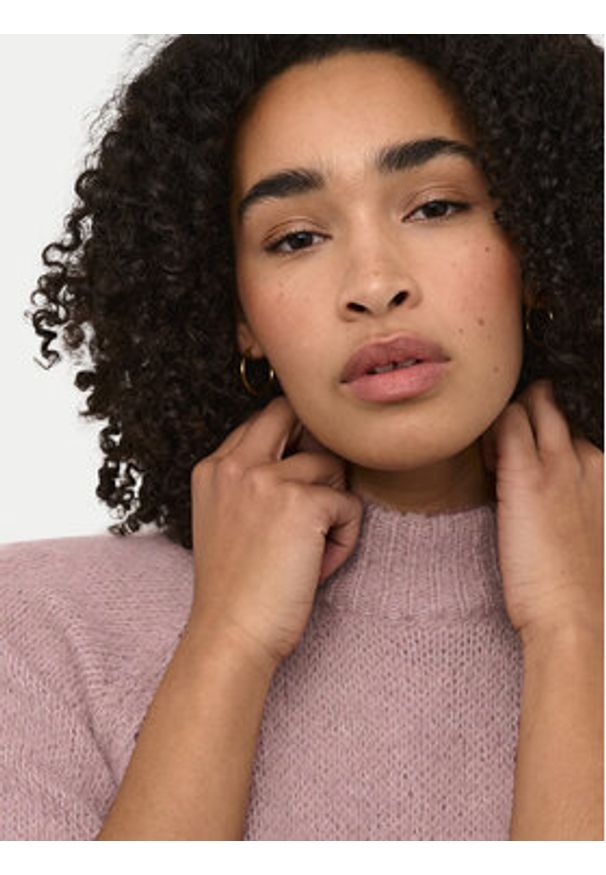 Kaffe Sweter Emilie 10509092 Różowy Loose Fit. Kolor: różowy. Materiał: syntetyk