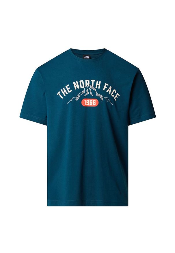 Koszulka The North Face Varsity Graphic 0A89DG1NO1 - granatowa. Kolor: niebieski. Materiał: dresówka, bawełna, skóra. Długość rękawa: krótki rękaw. Długość: krótkie