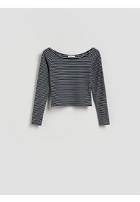 Reserved - Bluzka z prostym dekoltem - wielobarwny. Materiał: dzianina, bawełna. Długość: krótkie #1