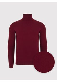 Pako Lorente - PAKO LORENTE - Bordowy gładki golf męski. Typ kołnierza: golf. Kolor: czerwony. Materiał: elastan, bawełna, poliamid. Wzór: gładki. Sezon: jesień #5