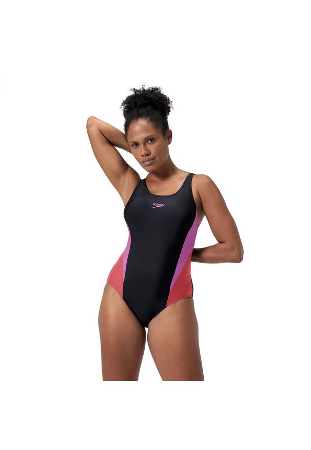Strój kąpielowy damski Speedo Colourblock MuscleBack 2.0. Kolor: wielokolorowy, czarny, różowy