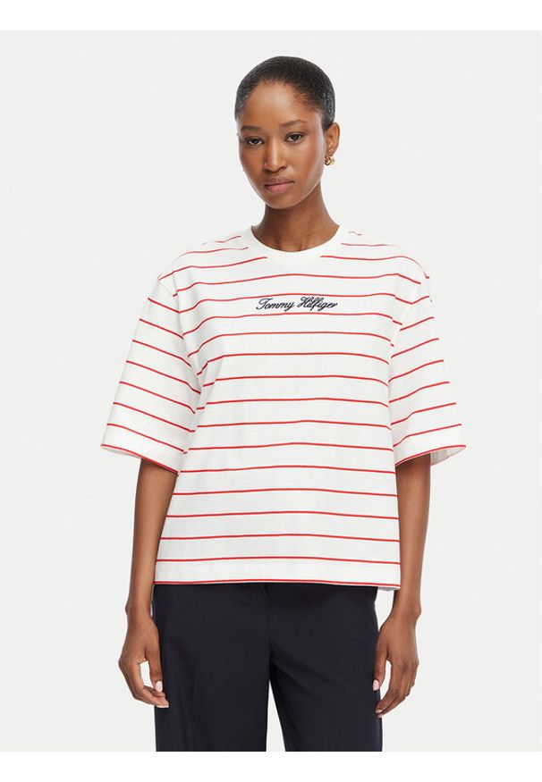 TOMMY HILFIGER - Tommy Hilfiger T-Shirt Classic WW0WW50948 Biały Relaxed Fit. Kolor: biały. Materiał: bawełna