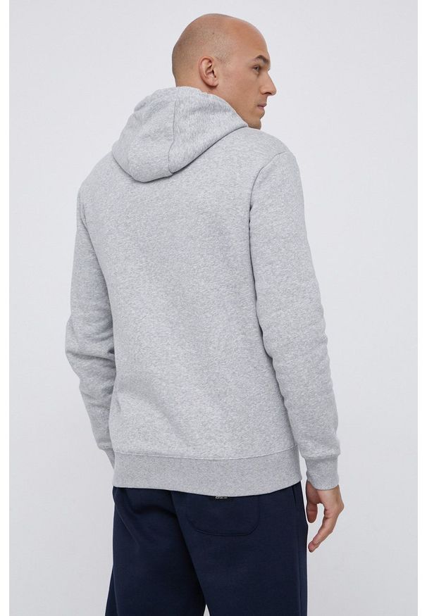 Quiksilver Bluza męska kolor szary z kapturem z nadrukiem. Typ kołnierza: kaptur. Kolor: szary. Materiał: dzianina. Wzór: nadruk