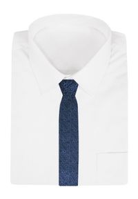 Krawat Męski - Chattier - Granatowy w Niebieski Wzór Kwiatowy. Kolor: niebieski. Materiał: tkanina. Wzór: kwiaty. Styl: klasyczny, wizytowy, elegancki
