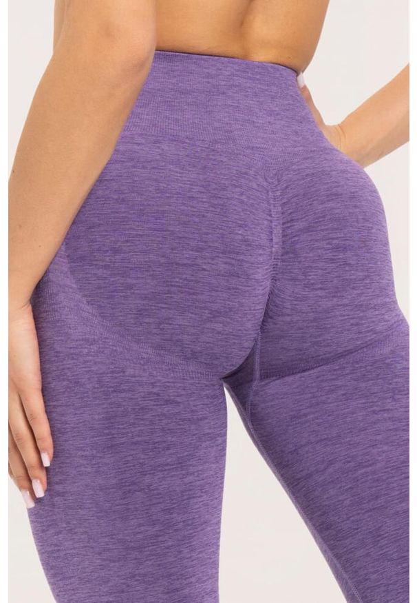 GYM GLAMOUR - Legginsy fitness damskie Gym Glamour seamless push up. Kolor: fioletowy. Sport: fitness