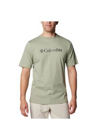 columbia - T-shirt sportowy z krótkim rękawem męski CSC Basic Logo SS Tee. Kolor: zielony. Materiał: bawełna. Długość rękawa: krótki rękaw. Długość: krótkie