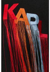 Karl Lagerfeld bluza bawełniana 221W1808 damska kolor czarny z aplikacją. Kolor: czarny. Materiał: bawełna. Wzór: aplikacja #2