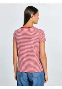 Big-Star - Koszulka damska w paski z haftem czerwona Zenaisa 603. Okazja: na co dzień. Kolor: czerwony. Materiał: dzianina, jeans. Wzór: haft, paski. Styl: klasyczny, casual, elegancki #2