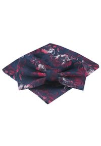 Mucha Męska z Poszetką - Alties - Granat i Czerwone Akcenty. Kolor: czerwony. Styl: sportowy, elegancki
