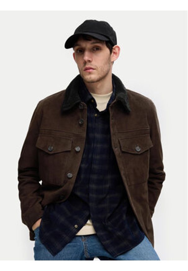Selected Homme Kurtka skórzana 16094769 Brązowy Regular Fit. Kolor: brązowy. Materiał: skóra